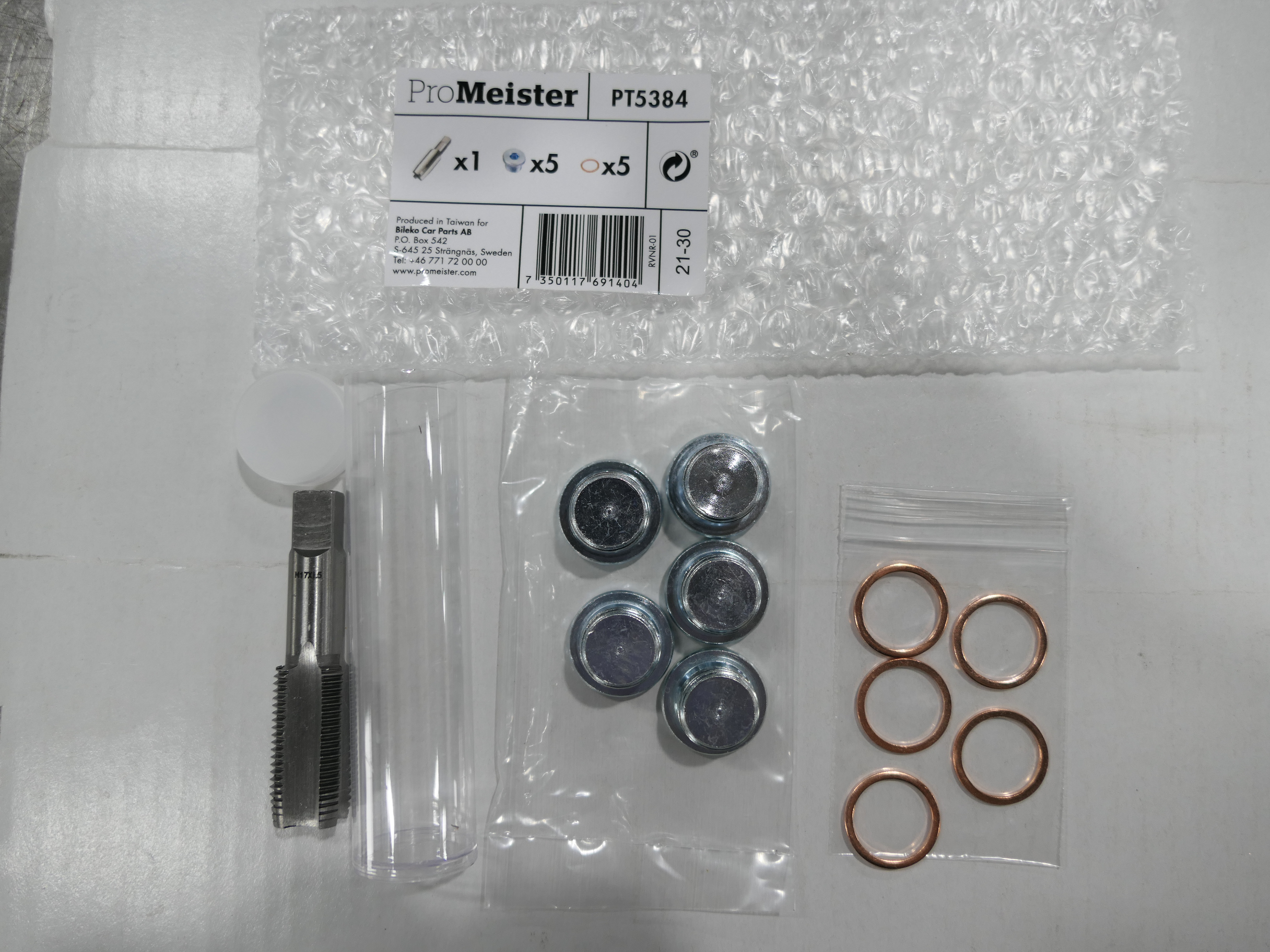 Oljeplugg Reparationssats M17x1,5 (5st Brickor & 1st Plugg /Tapp) ProM