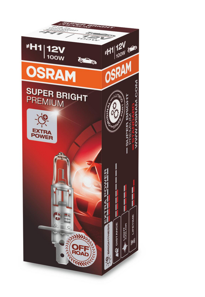 Alternativ bild 0 för Osram Super Bright Premium - Glödlampa H1 100W 12 V 1-pack