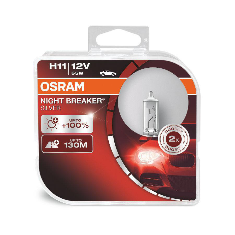 Alternativ bild 0 för Osram Billampor Night Breaker Silver - H11 - 55W - 12V - 2 st.
