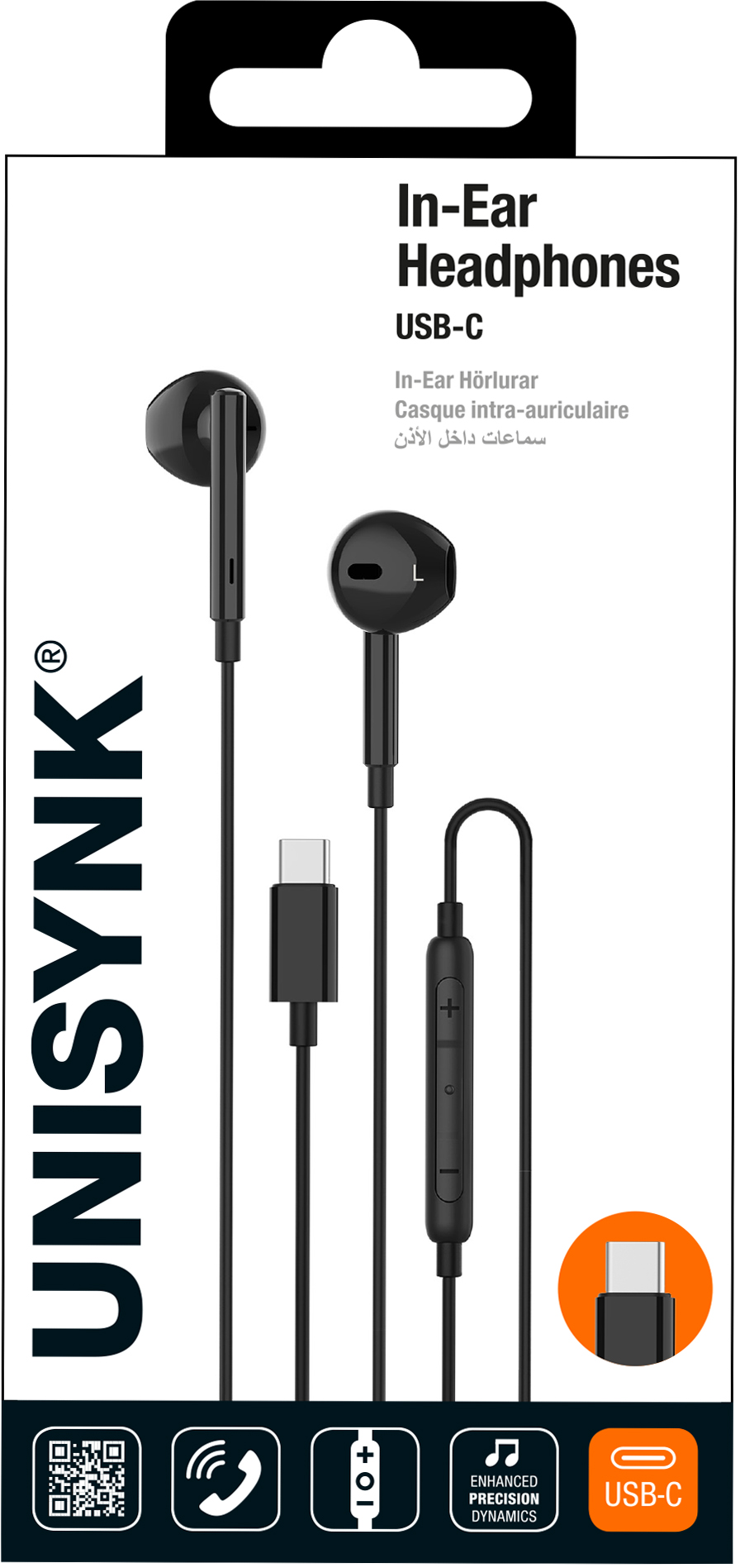 Unisynk In-Ear hörlurar USB-C - Svart