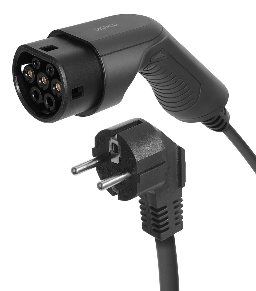 Deltaco e-Charge Laddkabel e-Charge 3,6 kW Mode 2 Schuko till Typ2, 10