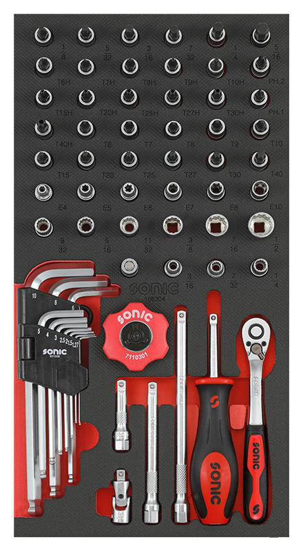 Flankhylsa Set 1/4" 6-Kant (SAE) SFS 1/3 61-Delar Sonic