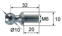 Kulbult Ø10; L=32; M6