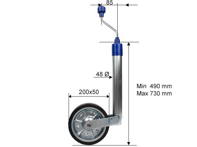 Stödhjul stålfälg Ø48mm 300kg