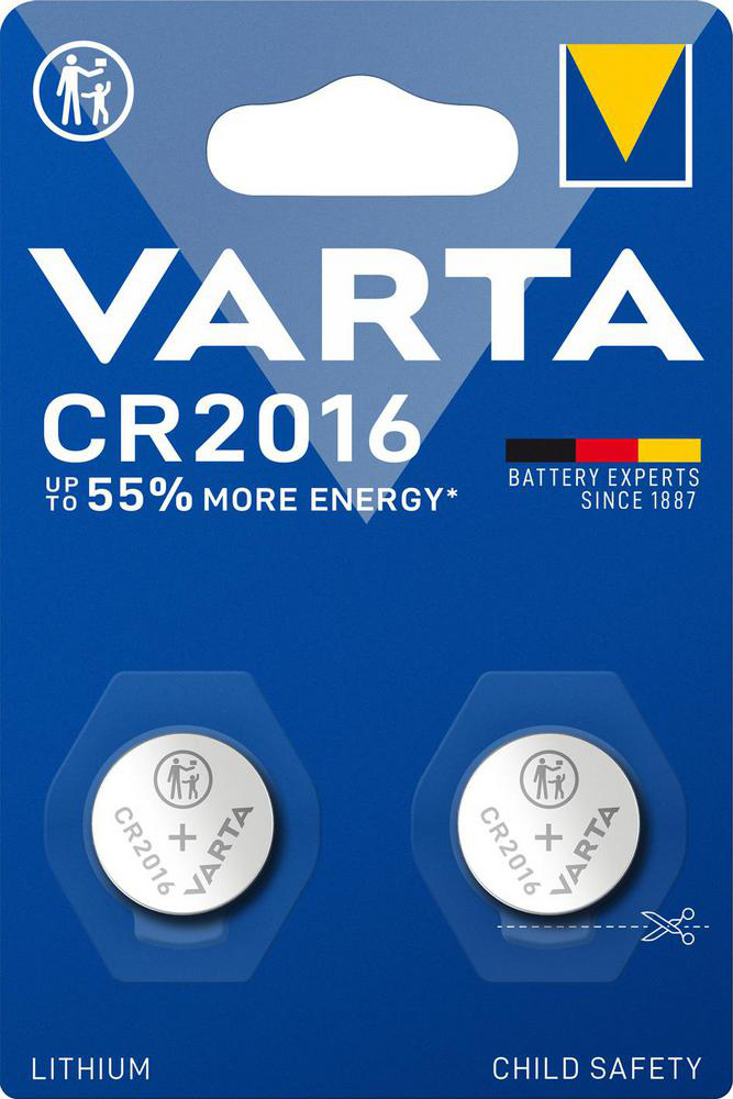 Knappcellsbatteri Litium CR2016 (2-pack) Varta