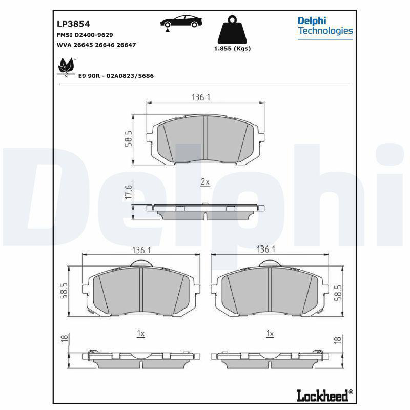 Alternativ bild 0 för Bromsbelägg Delphi