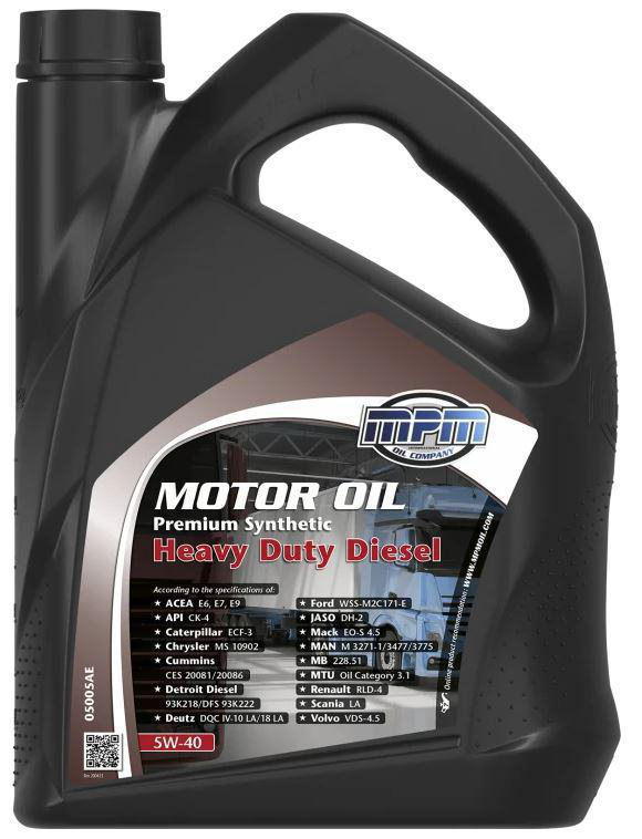 Motor Oil 5W-40 Premium Synthetic Heavy Duty Diesel MPM