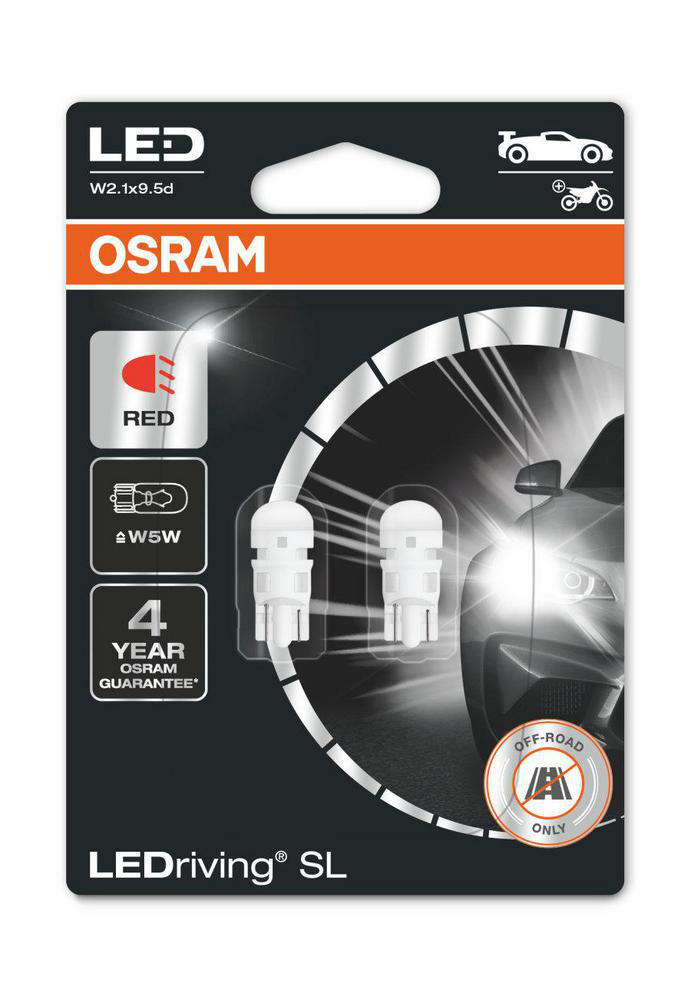 Lampa, LEDriving W5W LED Röd, 2-pack Osram