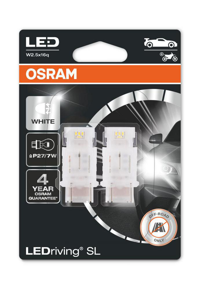Lampa, LEDriving P27/7W LED Vit, 2-pack Osram