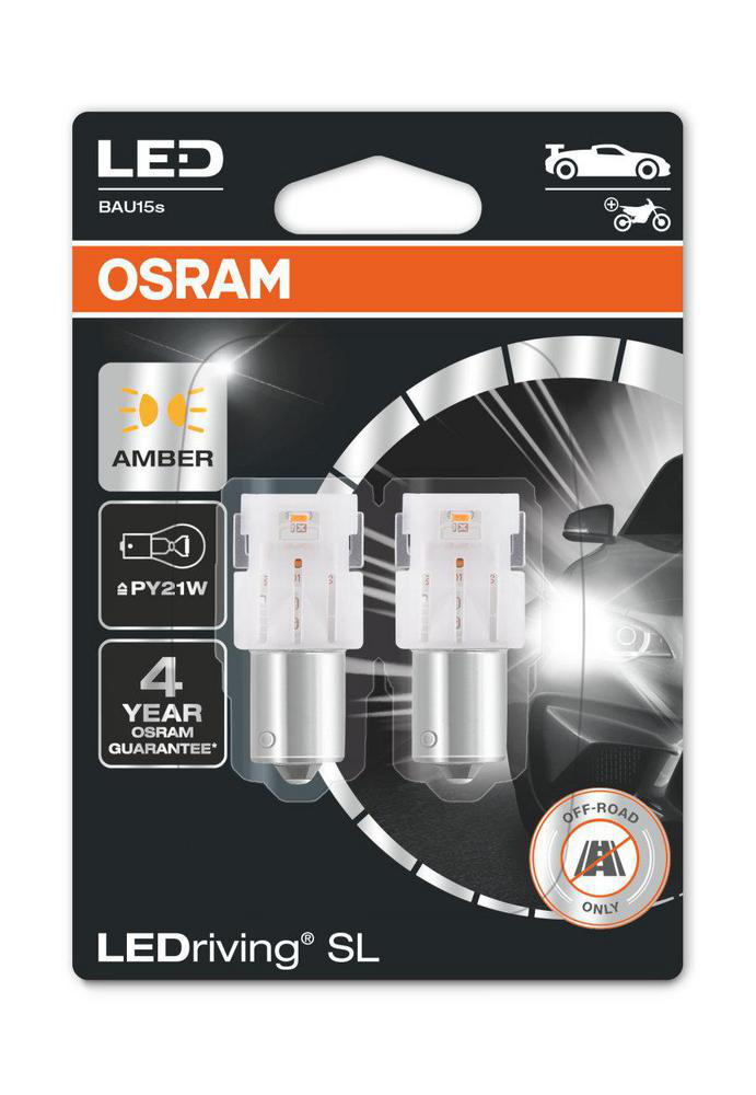 Alternativ bild 0 för Lampa, LEDriving PY21W LED Orange, 2-pack Osram
