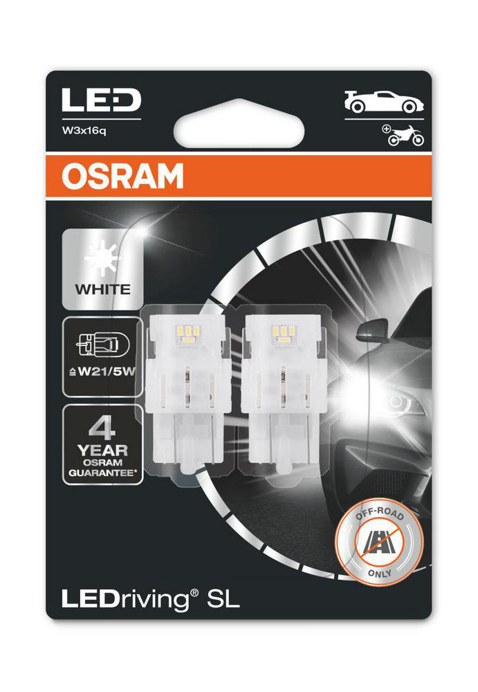 Lampa, LEDriving W21/5W LED Vit, 2-pack Osram