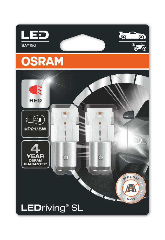 Lampa, LEDriving P21/5W LED Röd, 2-pack Osram