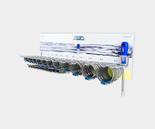 Sortimentsvägg Slangklämmor ABA Nova DIN W1 9mm 244/Pack ABA