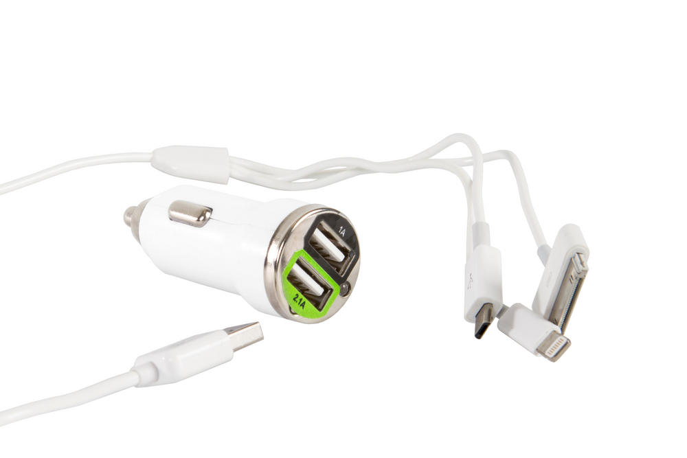 Pointex Billaddarpaket Adapter + USB-A till Lightning, Micro-USB & 30-