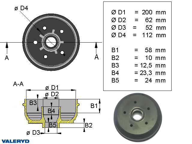 Bromstrumma 200x50 5x112 Knott/Nieper mm-lager