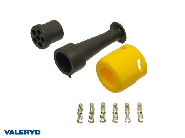 Bajonettkontakt Jokon 6-pol vänster/gul, invändig låsning
