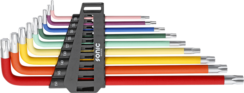L-Nyckelsats Torx T10-T50 Lång Färgade 9-Delar
