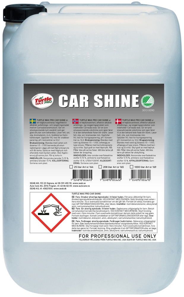 Turtle Wax Pro Car Shine - Alkalisk avfettning Dunk 25 l