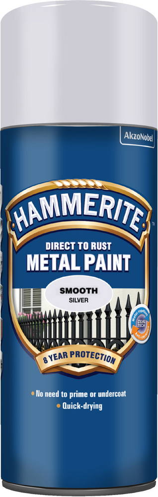 Hammerite Hammarlack - Smooth Silver 400 ml - Rostskyddsfärg / Metallfärg