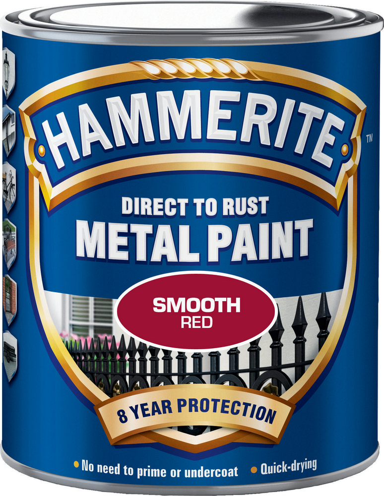 Hammerite Hammarlack - Smooth Röd 250 ml - Rostskyddsfärg / Metallfärg