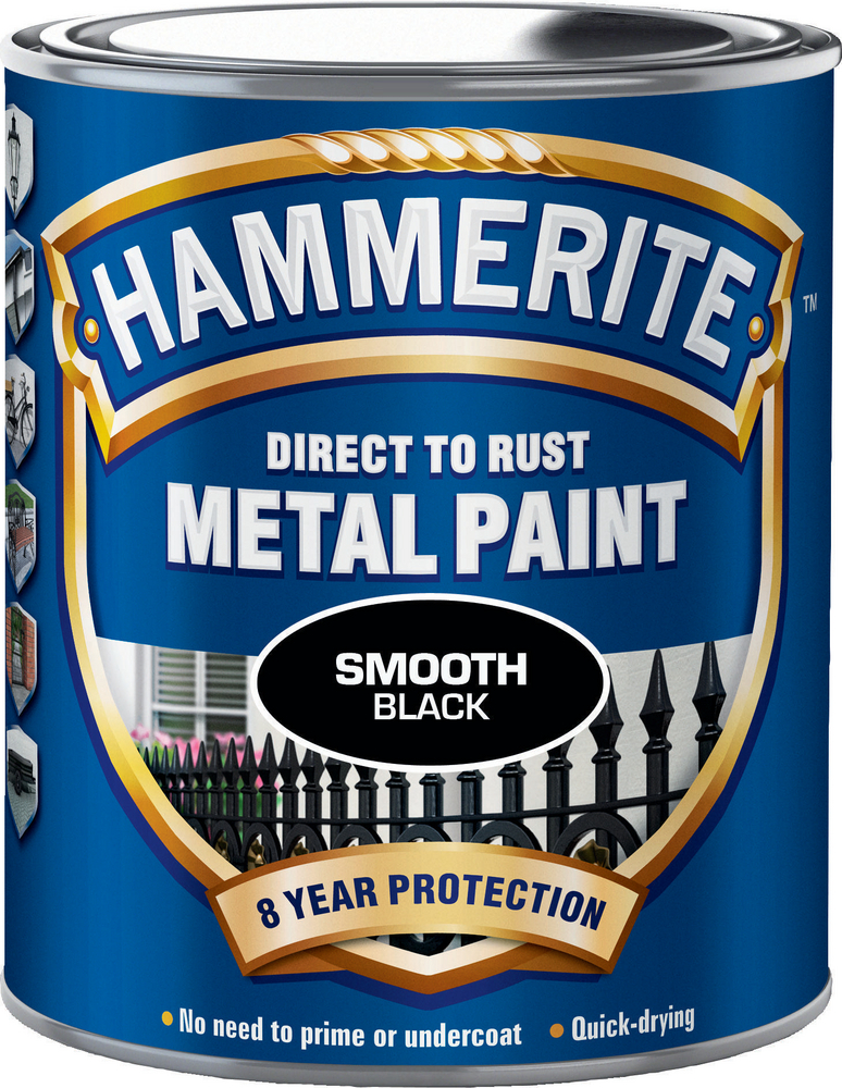 Hammerite Hammarlack - Smooth Svart 2.5 l - Rostskyddsfärg / Metallfär