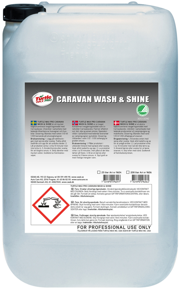 Turtle Wax Pro Caravan Wash Shine - Bilschampo Dunk 25 l
