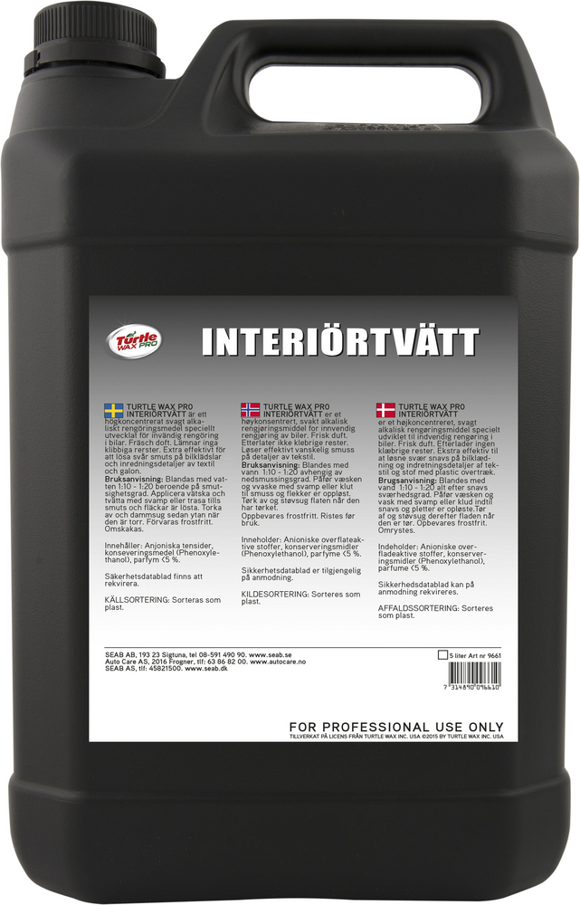 Turtle Wax Pro Interiörtvätt - Textilrengöring Dunk 5 l