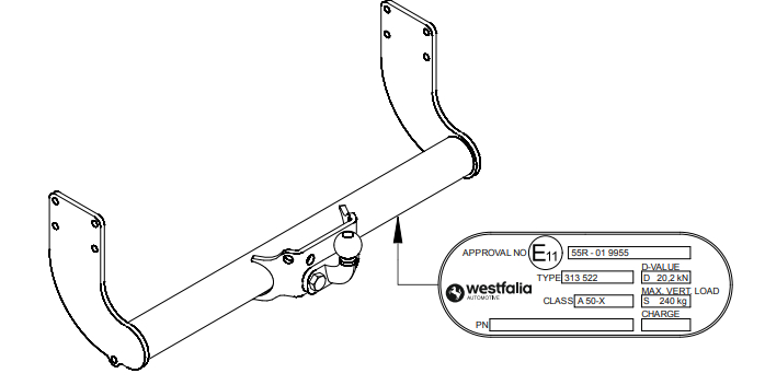 Westfalia Dragkrok 2-h&aring;ls kula