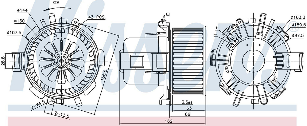 Alternativ bild 0 för Kupéfläktsmotor Nissens