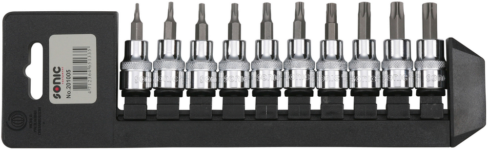 Hylssats 3/8" Torx T8-T50 Med Hållare 10-Delar Sonic
