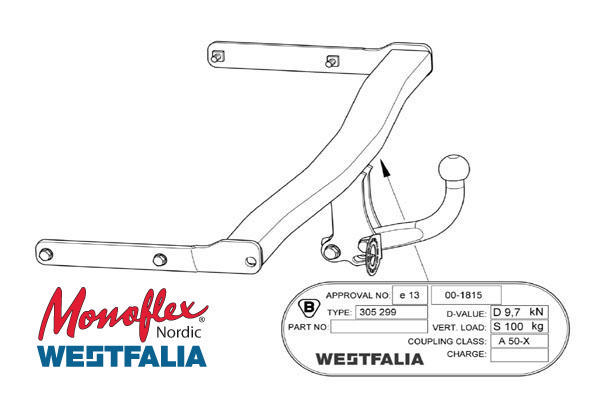 Dragkrok, Standard Westfalia F20 305299600001 - audi a3 sportback