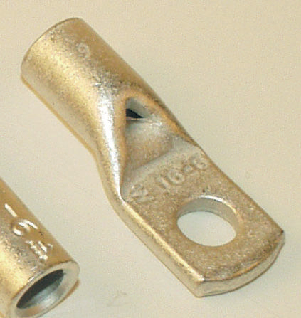 Produktfoto för Rörkabelsko CU 10 mm² skruvhål Ø6,5 mm, längd 28 mm innerdiameter 5 mm