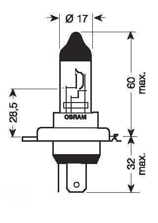 Osram Super Bright Premium - Glödlampa H4 100/90W 12 V 1-pack