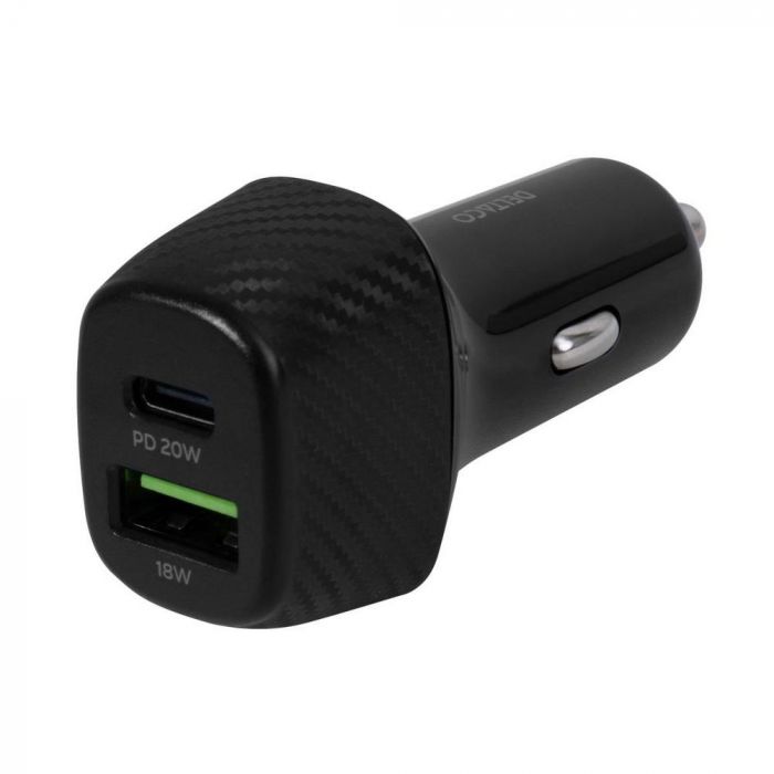Huvudbild för Billaddare USB-C/USB-A 18W Deltaco