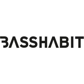 Bass Habit -klistermärke 14x2cm, svart