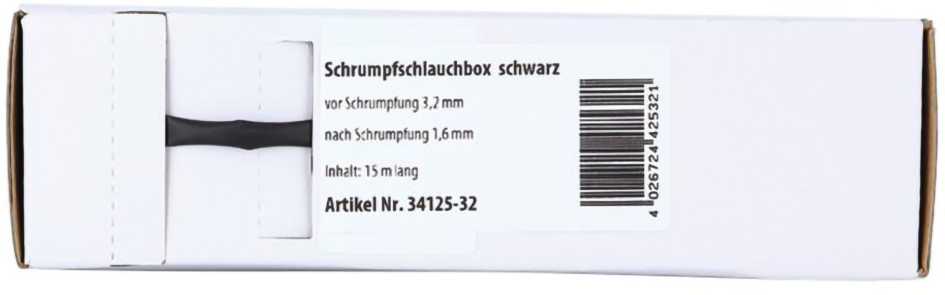 Svart Krympslang 3,2 mm² - 1,6 mm²