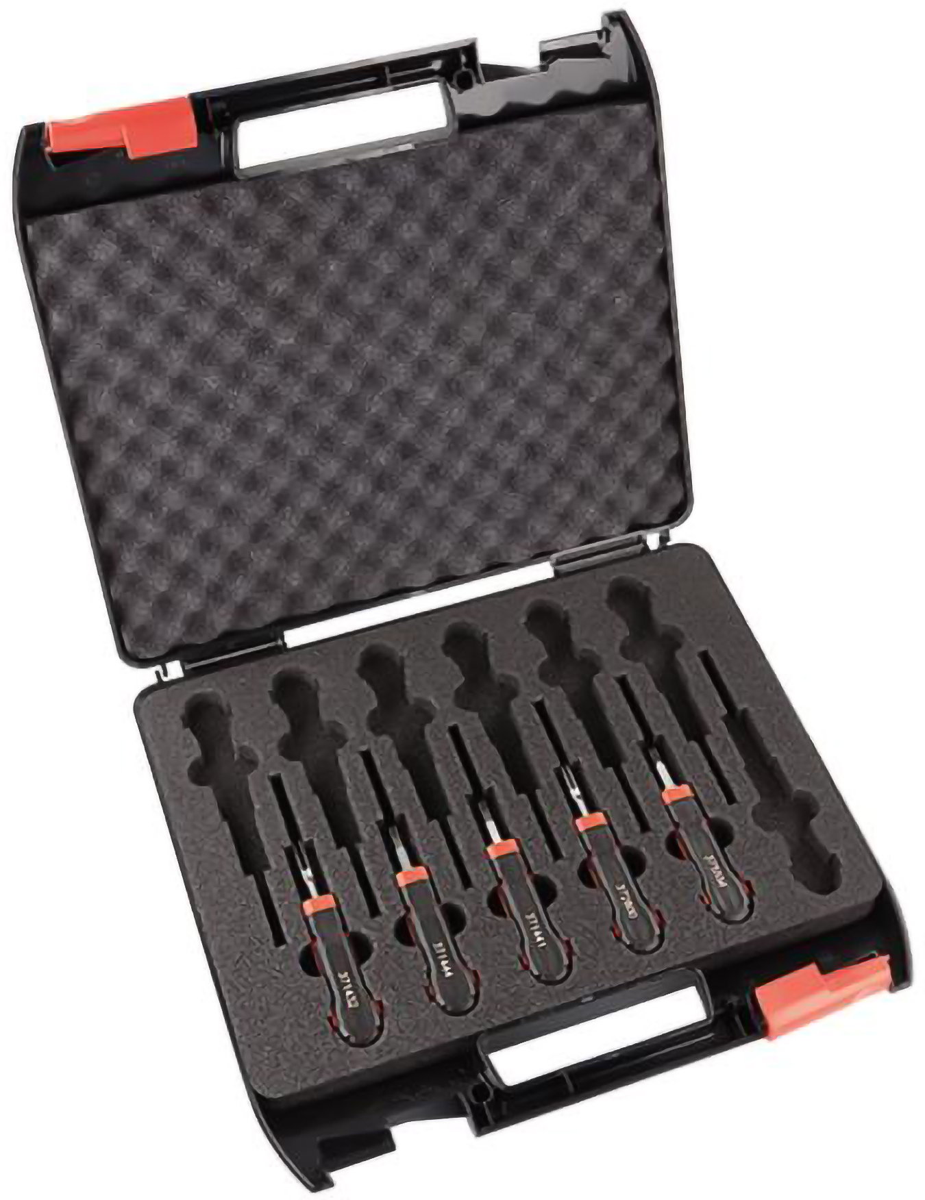 Verktygslåda med 5 olika urstiftningsverktyg